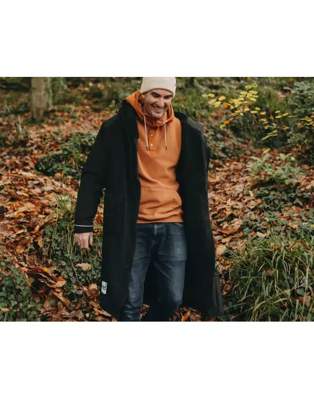 RED Original vyriškas šiltas apsiaustas ilgomis rankovėmis (Juodas) Slimline EVO 11