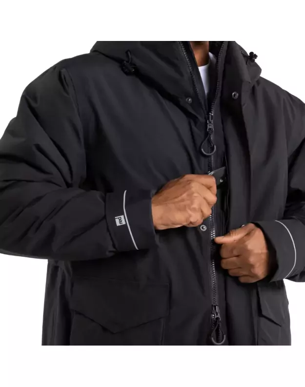 RED Original vyriškas šiltas apsiaustas ilgomis rankovėmis (Juodas) Slimline EVO 4