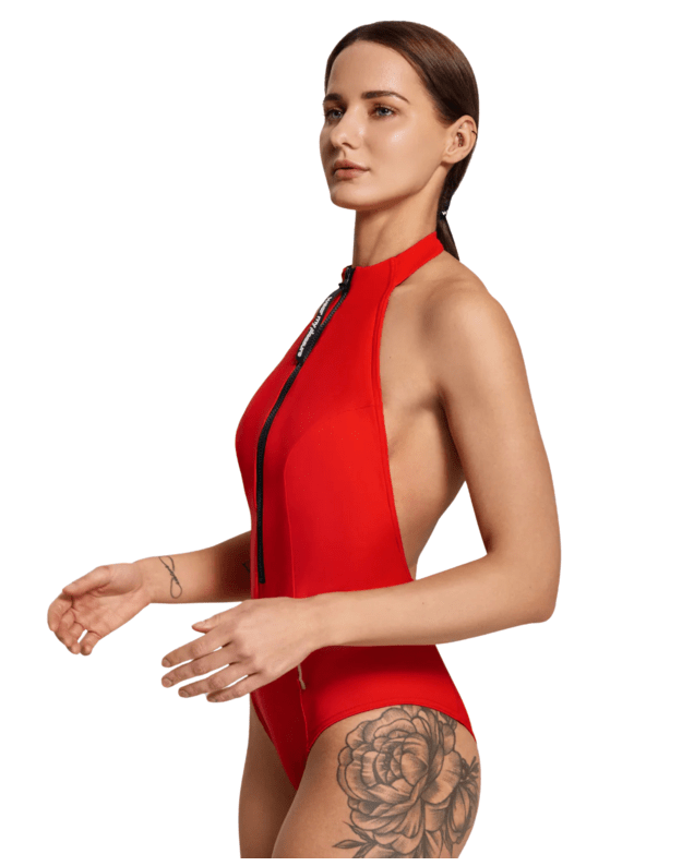 WMP OPEN PLEASURE | Vientisas maudymukas atvira nugara ( Raudonas) 1