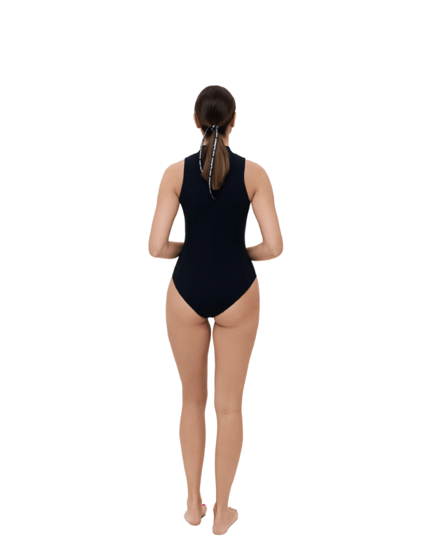 WMP POWER PLEASURE | Vientisas maudymukas su ilgu užtrauktuku žalsvai Juodas 1