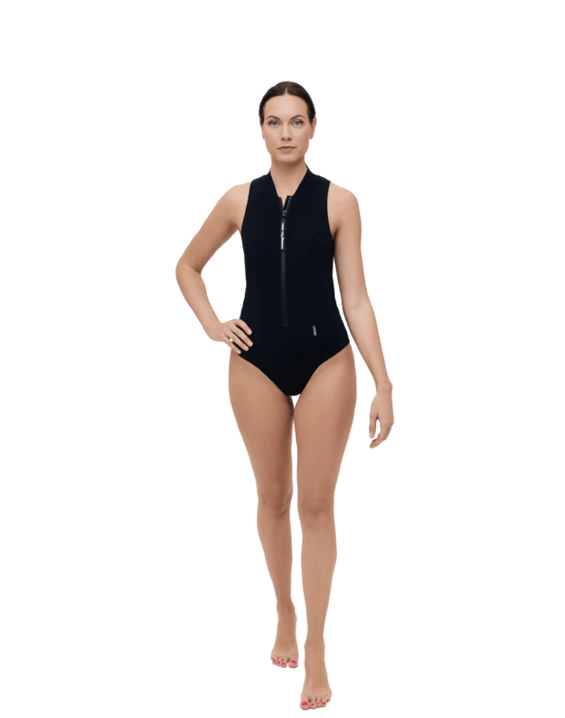 WMP POWER PLEASURE | Vientisas maudymukas su ilgu užtrauktuku žalsvai Juodas 2